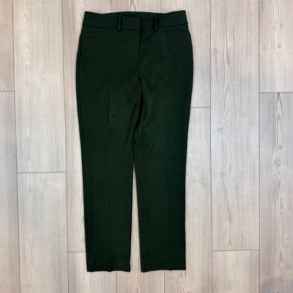 Ann Taylor Factory Dark Green Straight Leg Trousers Size 4 Stretch Work Pants